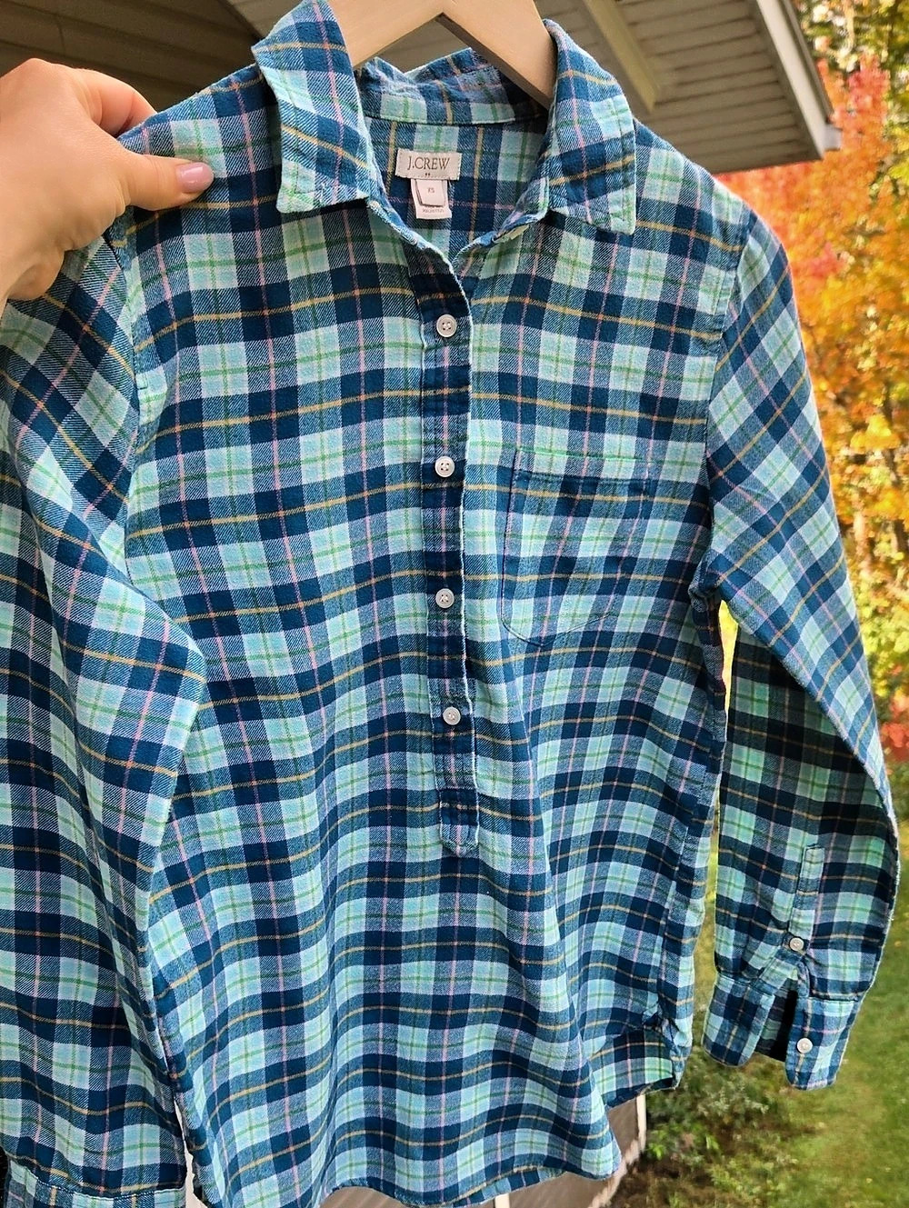 J.Crew Plaid Button Down in Blue & Green Size XS